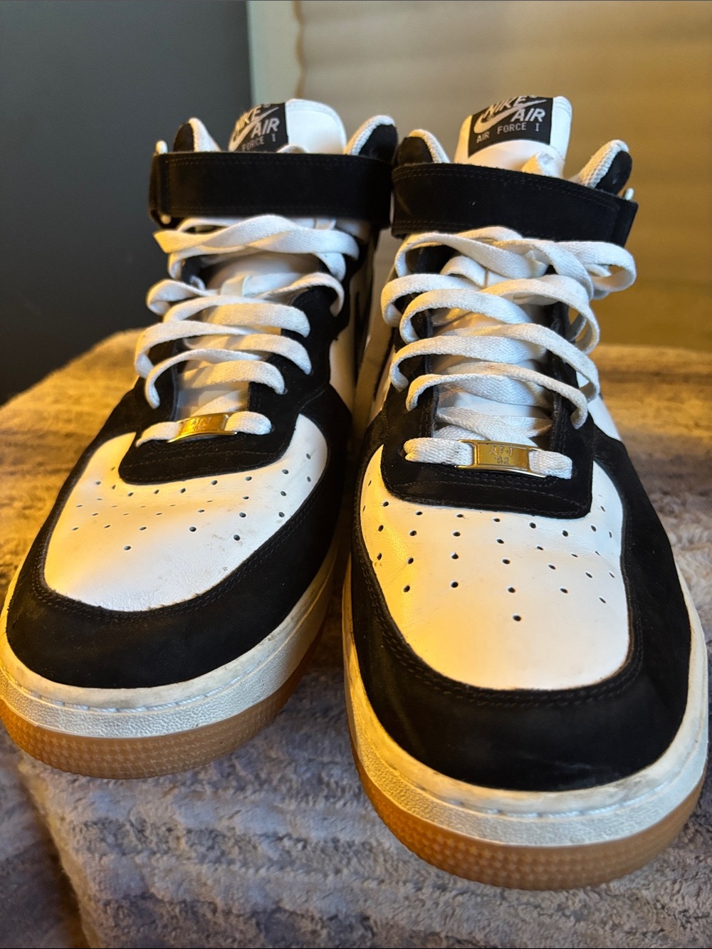 Nike Air Force 1 High Top Sneakers Black, White & Gum
